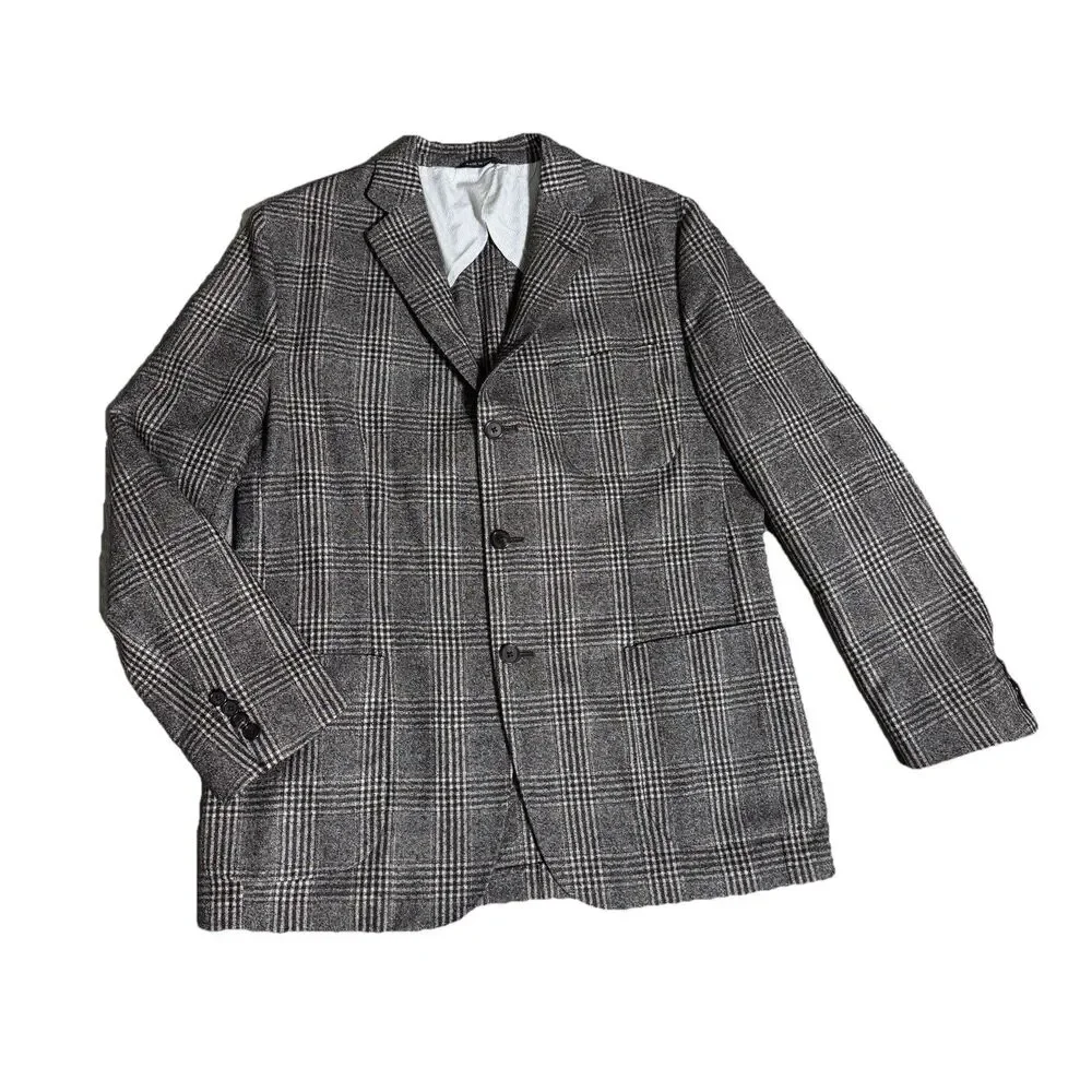 Maurizio Baldassari‎ Mens gray plaid wool sport coat jacket US 46R Italy 56